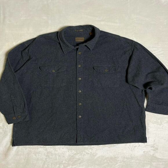 Vtg. St. John's Bay Chamois Cloth Flannel Men's 2XL Gray Button Up Camp Cottage - Picture 1 of 8